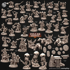 Lava Engineers - dnd miniature - Cast N Play Vulcan Dwarves | Dwarf 32mm | Fighter | Cleric | Paladin | Barbarian | Artificer | Pathfinder-2