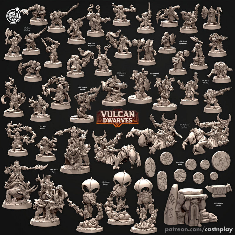 Vulcan Solvars - dnd miniature - Cast N Play Vulcan Dwarves | Dwarf 32mm | Fighter | mount | Artificer | Pathfinder | Wargaming | Flying-2