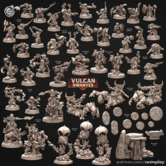 Vulcan Eques - dnd miniature - Cast N Play Vulcan Dwarves | Dwarf 32mm | Fighter | mount | Barbarian | triceratops | Pathfinder | Wargaming-2