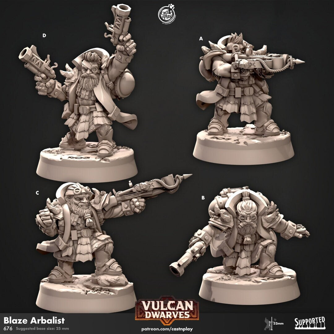 Blaze Arbalist - dnd miniature - Cast N Play Vulcan Dwarves | Dwarf 32mm | Fighter | Barbarian | Ranger | Artificer | Rogue | Pathfinder-1