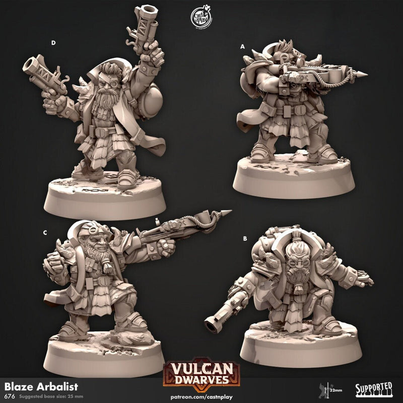Blaze Arbalist - dnd miniature - Cast N Play Vulcan Dwarves | Dwarf 32mm | Fighter | Barbarian | Ranger | Artificer | Rogue | Pathfinder-1