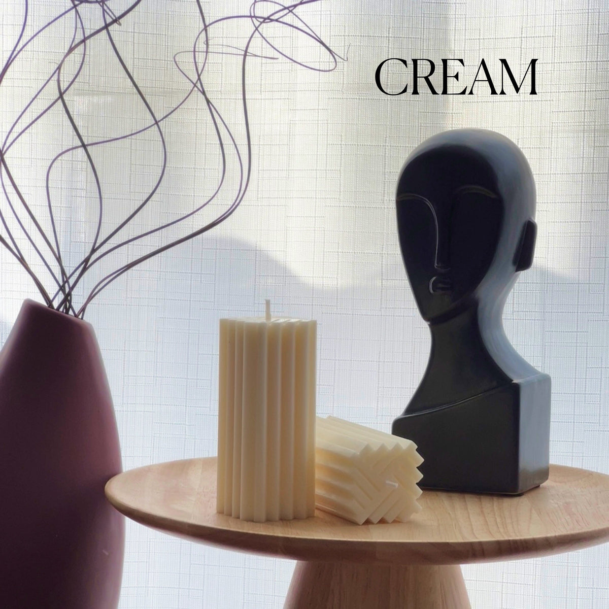 Geometric Pillar Soy Wax Candle: Modern Minimalist Decor-3