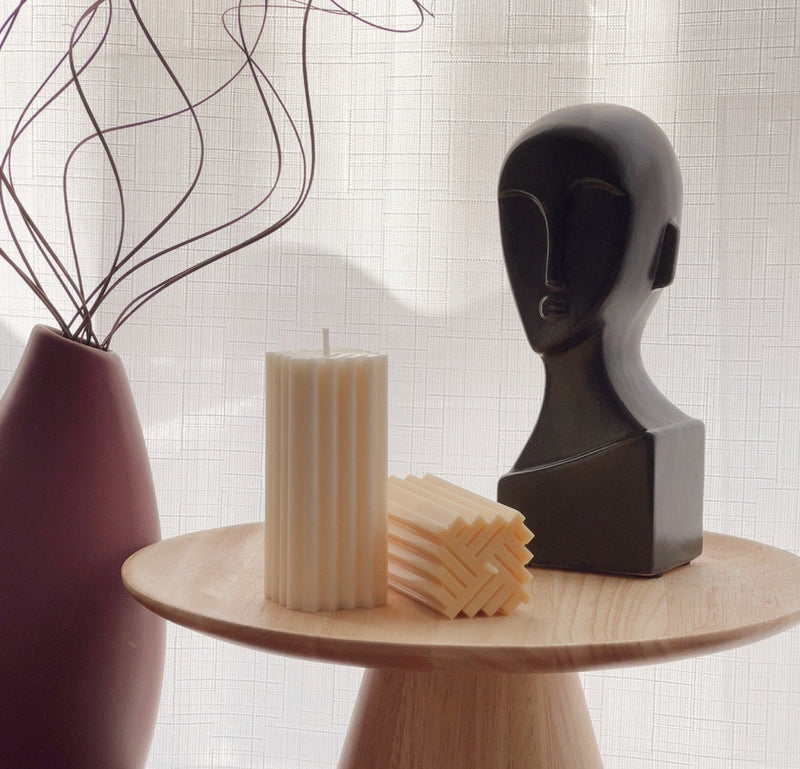 Geometric Pillar Soy Wax Candle: Modern Minimalist Decor-1