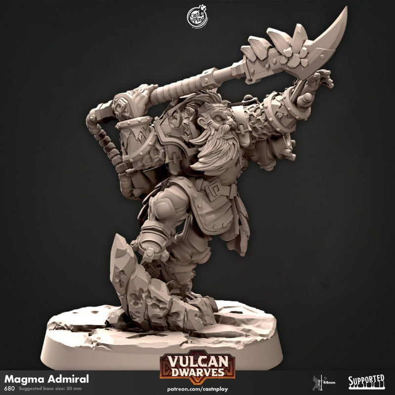 Lava Admiral - dnd miniature - Cast N Play Vulcan Dwarves | Dwarf 32mm | Fighter | Cleric | Paladin | Barbarian | Artificer | Pathfinder-1