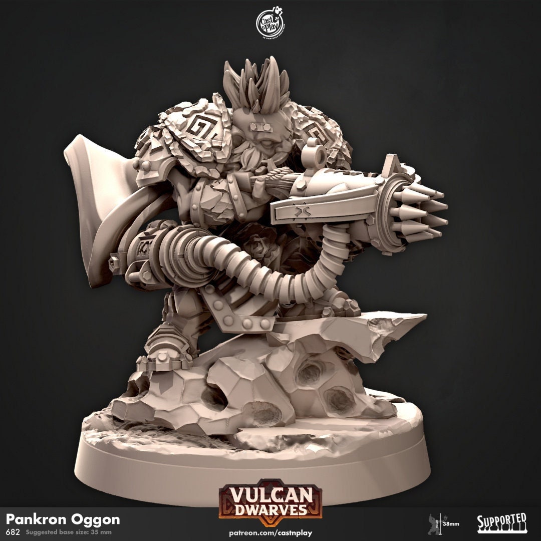 Pankron Oggon - dnd miniature - Cast N Play Vulcan Dwarves | Dwarf 32mm | Fighter | Cleric | Paladin | Barbarian | Artificer | Pathfinder-1