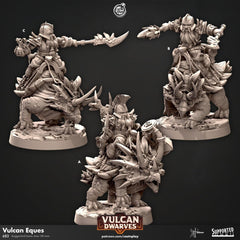 Vulcan Eques - dnd miniature - Cast N Play Vulcan Dwarves | Dwarf 32mm | Fighter | mount | Barbarian | triceratops | Pathfinder | Wargaming-1
