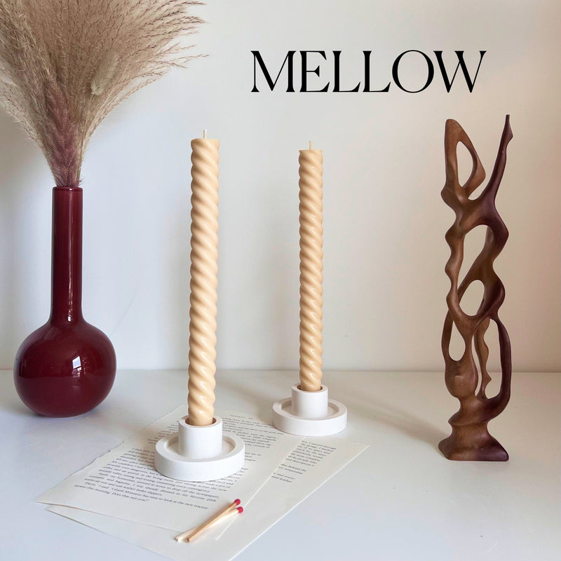 Tall Twisted Soy Wax Taper Candle: Handmade Pastel Decor-4