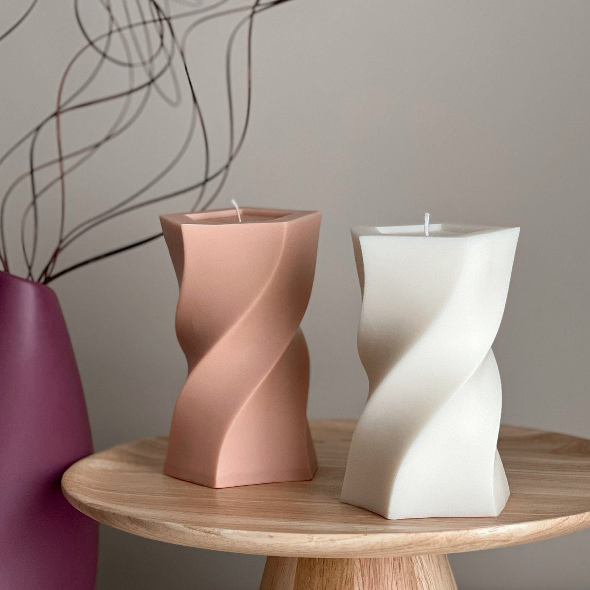 Wavy Pillar Soy Wax Candle: Unique Home Decor-1