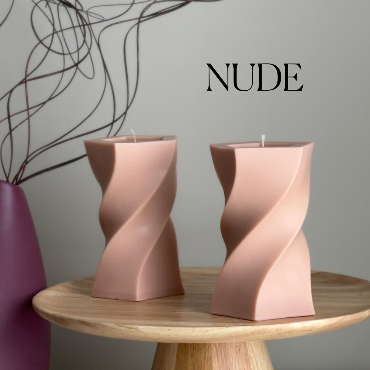 Wavy Pillar Soy Wax Candle: Unique Home Decor-2