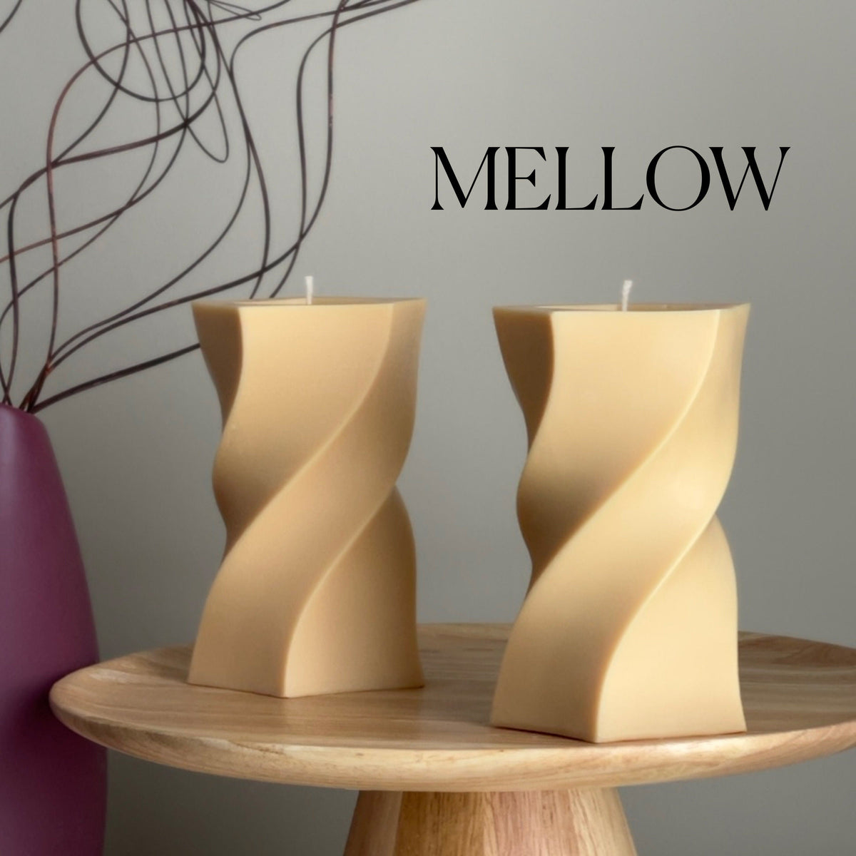 Wavy Pillar Soy Wax Candle: Unique Home Decor-4