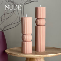 Roman Ribbed Soy Wax Candle Set | Tall Pillar, Home Decor-3