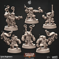 Lava Engineers - dnd miniature - Cast N Play Vulcan Dwarves | Dwarf 32mm | Fighter | Cleric | Paladin | Barbarian | Artificer | Pathfinder-1