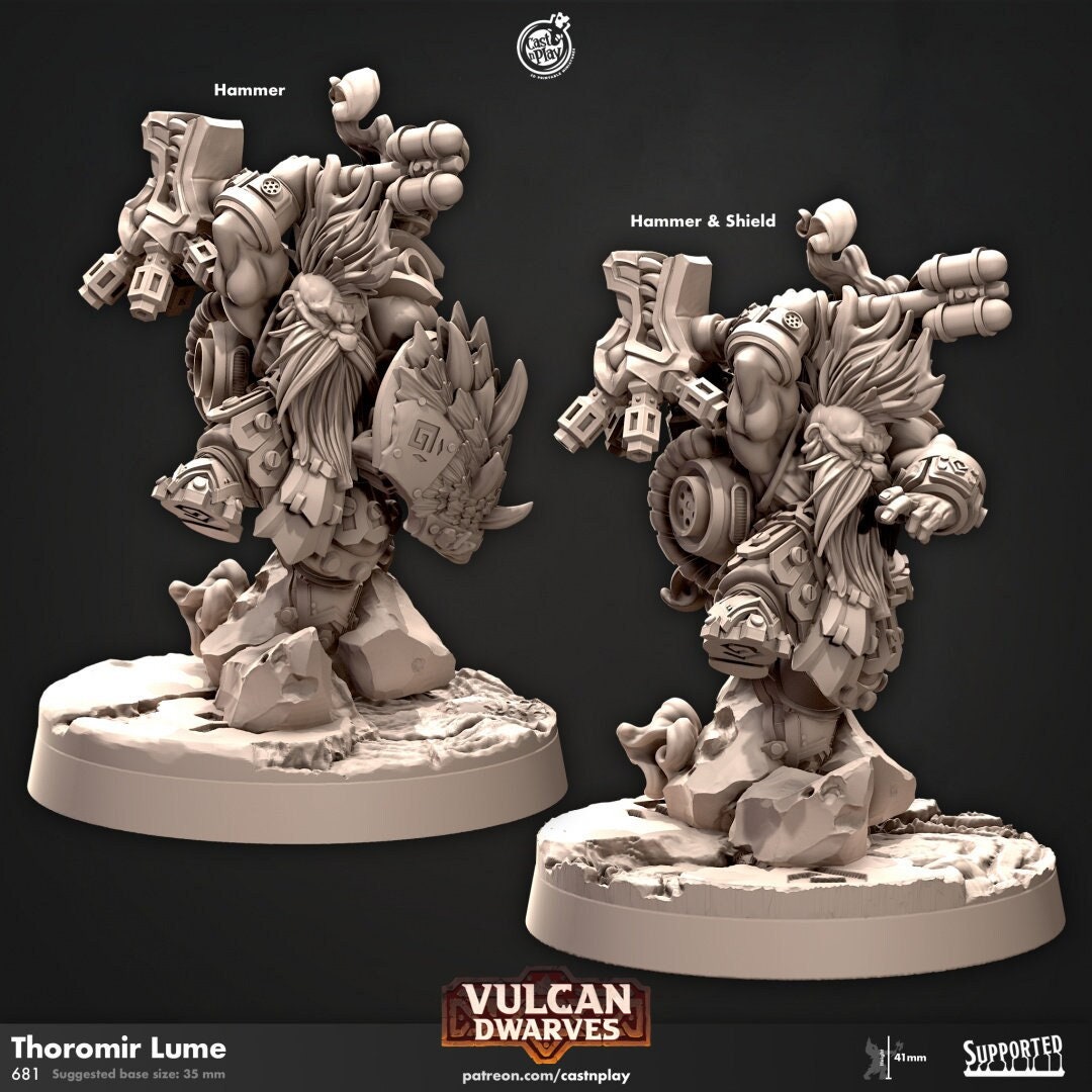 Thoromir Lume - dnd miniature - Cast N Play Vulcan Dwarves | Dwarf 32mm | Fighter | Cleric | Paladin | Barbarian | Artificer | Pathfinder-1