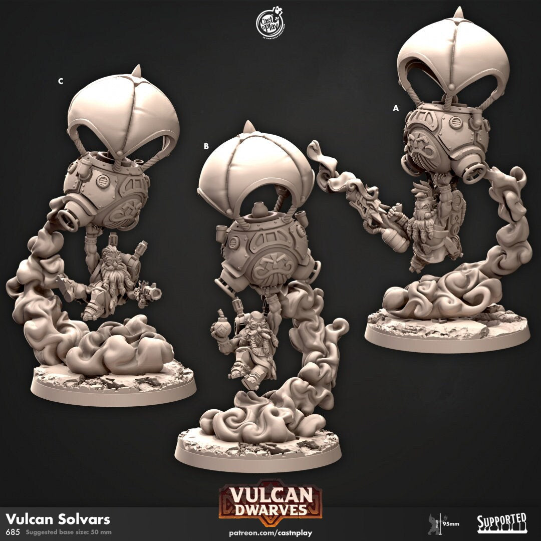 Vulcan Solvars - dnd miniature - Cast N Play Vulcan Dwarves | Dwarf 32mm | Fighter | mount | Artificer | Pathfinder | Wargaming | Flying-1