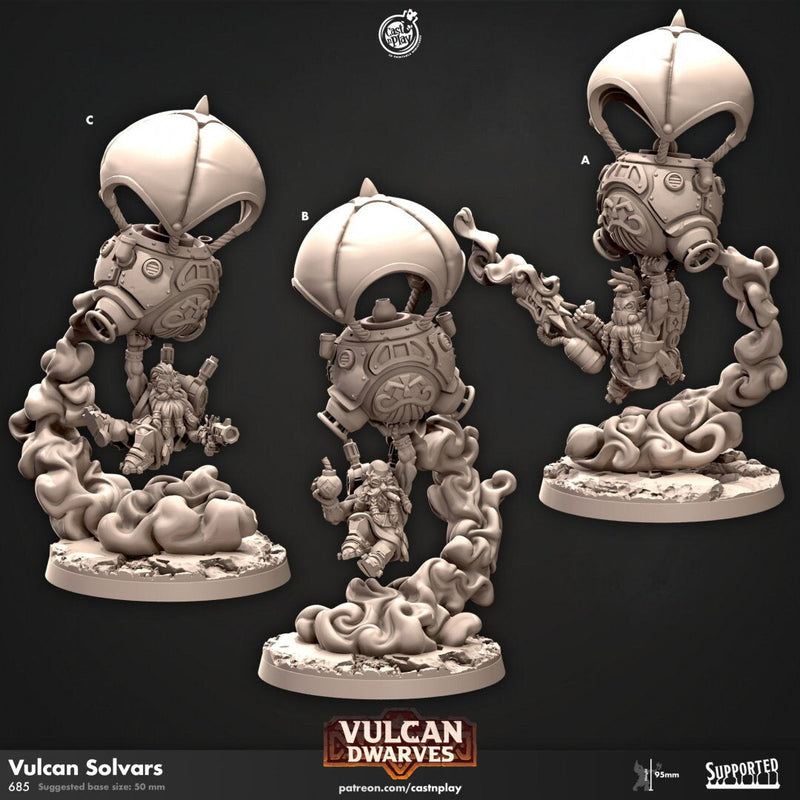 Vulcan Solvars - dnd miniature - Cast N Play Vulcan Dwarves | Dwarf 32mm | Fighter | mount | Artificer | Pathfinder | Wargaming | Flying-1