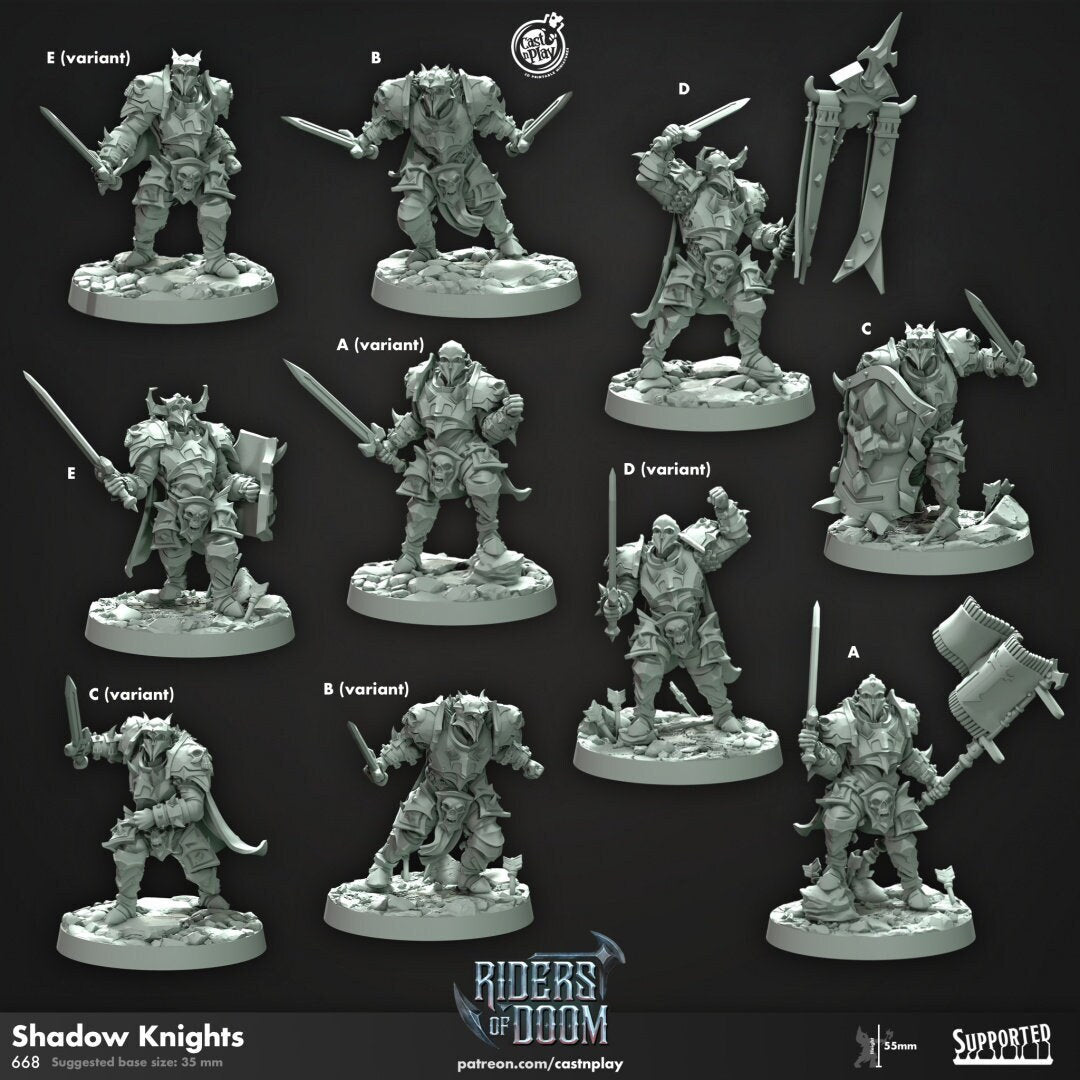 Shadow Knights - dnd miniature - Cast N Play Riders of Doom - Wargaming, Human, Male, Fighter, Barbarian, Cleric, Paladin, Evil, Undead-1