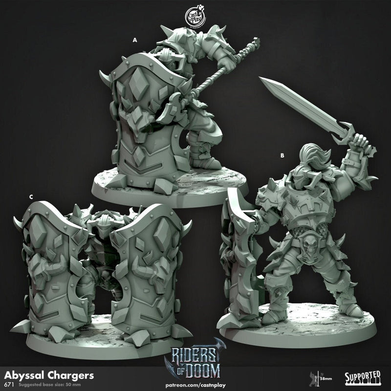 Abyssal Chargers - dnd miniature - Cast N Play Riders of Doom - Wargaming, Human, Male, Fighter, Barbarian, Cleric, Paladin, Evil, Undead-1