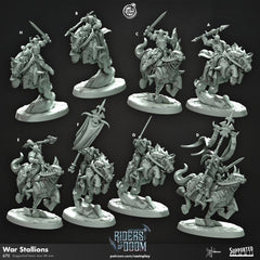 War Stallions - dnd miniature - Cast N Play Riders of Doom - Wargaming, Human, Male, Fighter, Knight, Mount, Cleric, Paladin, Evil, Horse-1