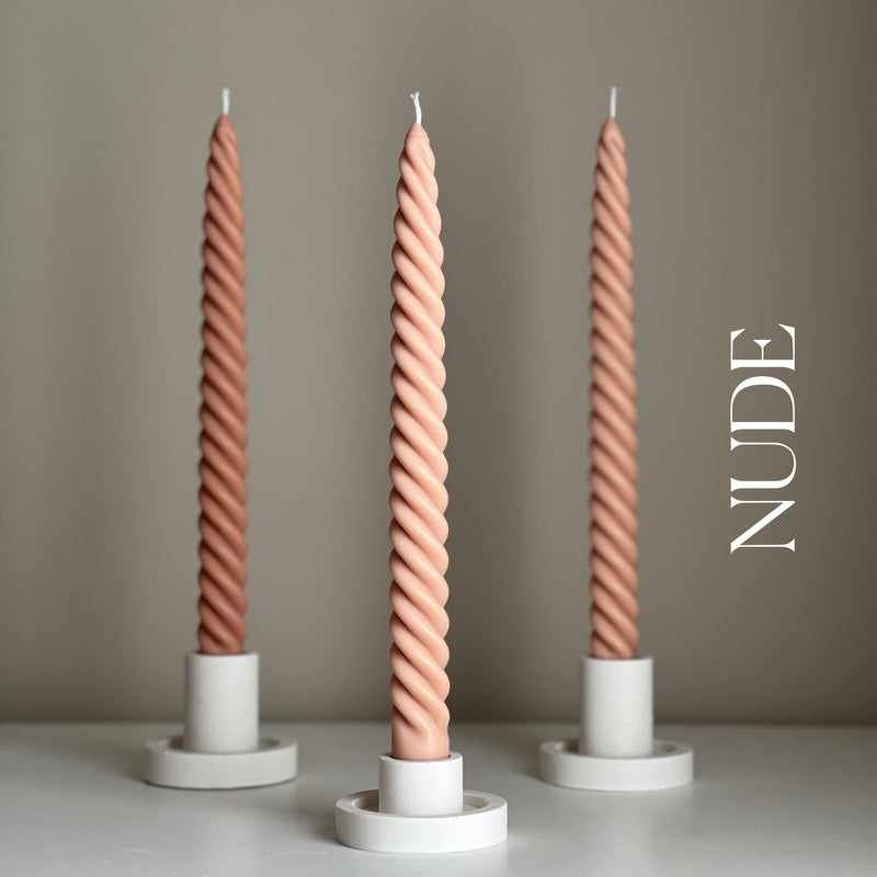 Tall Twisted Soy Wax Taper Candle: Handmade Pastel Decor-2