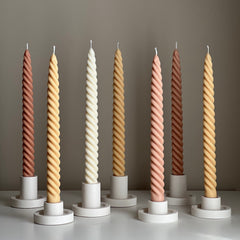 Tall Twisted Soy Wax Taper Candle: Handmade Pastel Decor-5