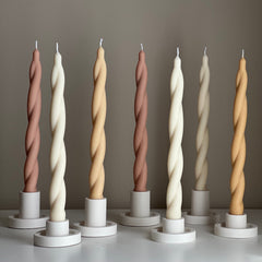 Tall Twisted Soy Wax Taper Candle: Handmade Dinner Decor-1