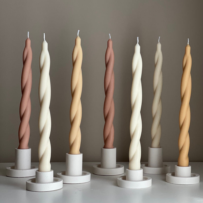 Tall Twisted Soy Wax Taper Candle: Handmade Dinner Decor-1