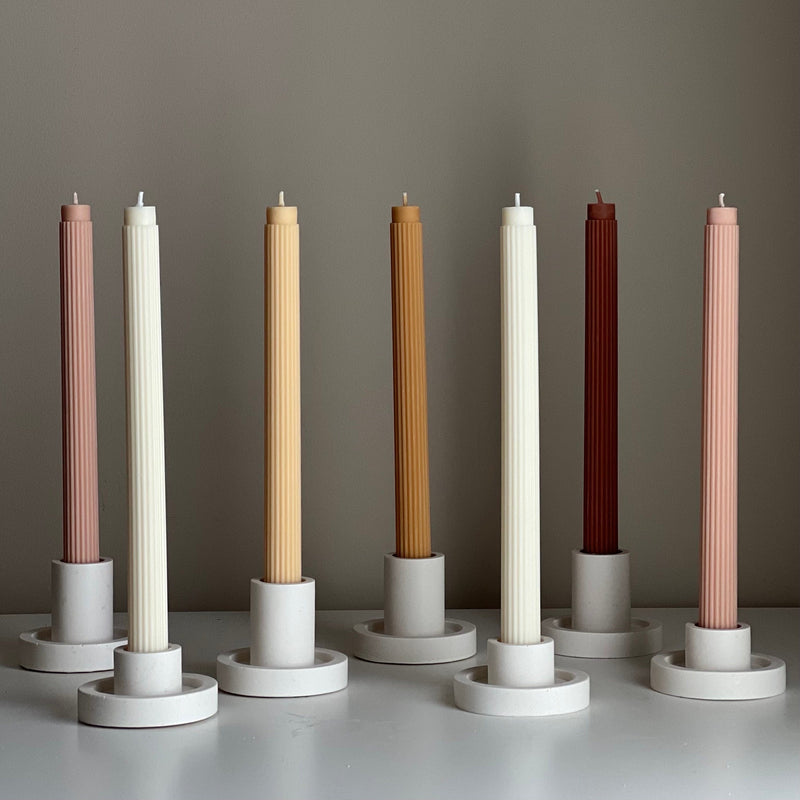 Ribbed Soy Wax Taper Candle: Unscented Event Decor-1