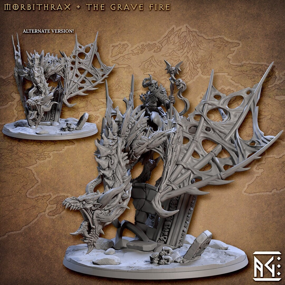 Morbithrax the Grave Fire dnd miniature - Artisan Guild Horrors of Rodburg Barrows | Dragon | Undead | Necromancer | Pathfinder | Ghoul