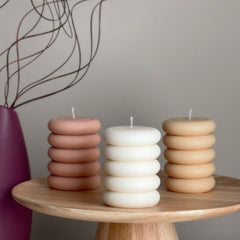 Round Soy Wax Pillar Candle: Wavy Unscented Decorative Candle-1