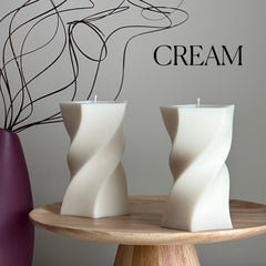 Wavy Pillar Soy Wax Candle: Unique Home Decor-3