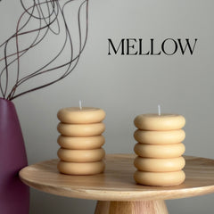 Round Soy Wax Pillar Candle: Wavy Unscented Decorative Candle-4