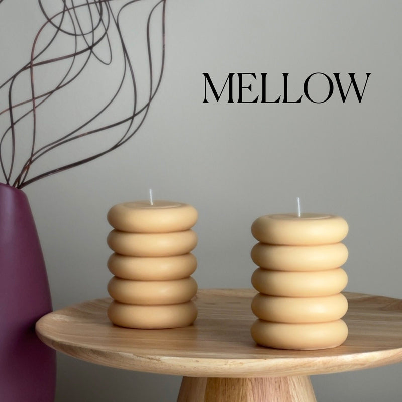 Round Soy Wax Pillar Candle: Wavy Unscented Decorative Candle-4