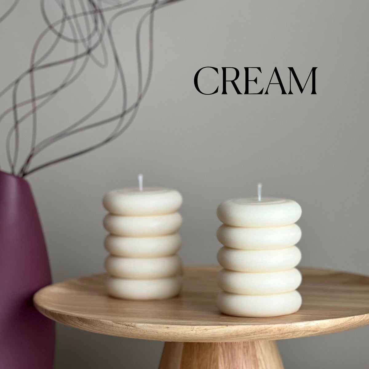 Round Soy Wax Pillar Candle: Wavy Unscented Decorative Candle-3