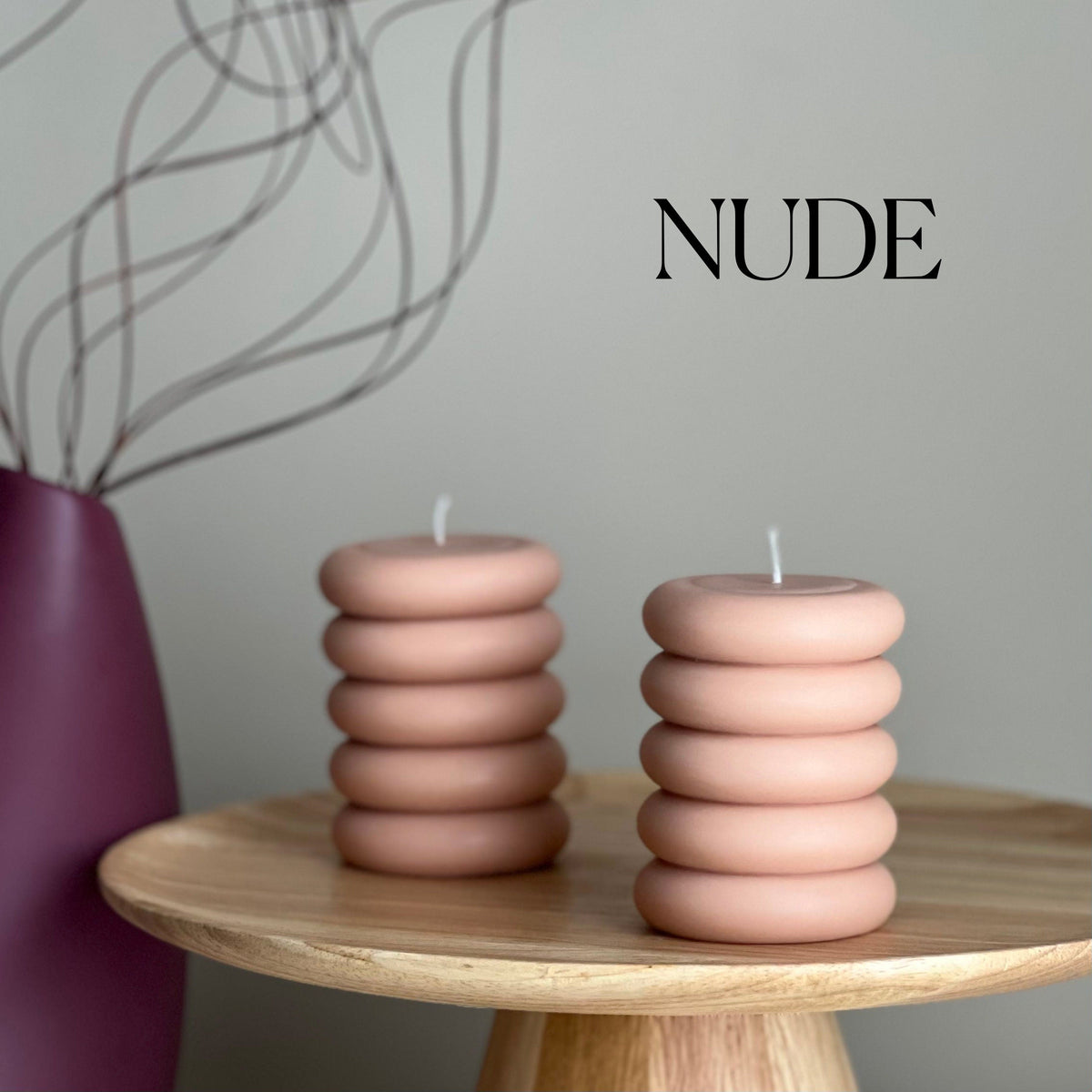 Round Soy Wax Pillar Candle: Wavy Unscented Decorative Candle-2