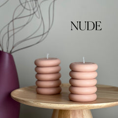 Round Soy Wax Pillar Candle: Wavy Unscented Decorative Candle-2