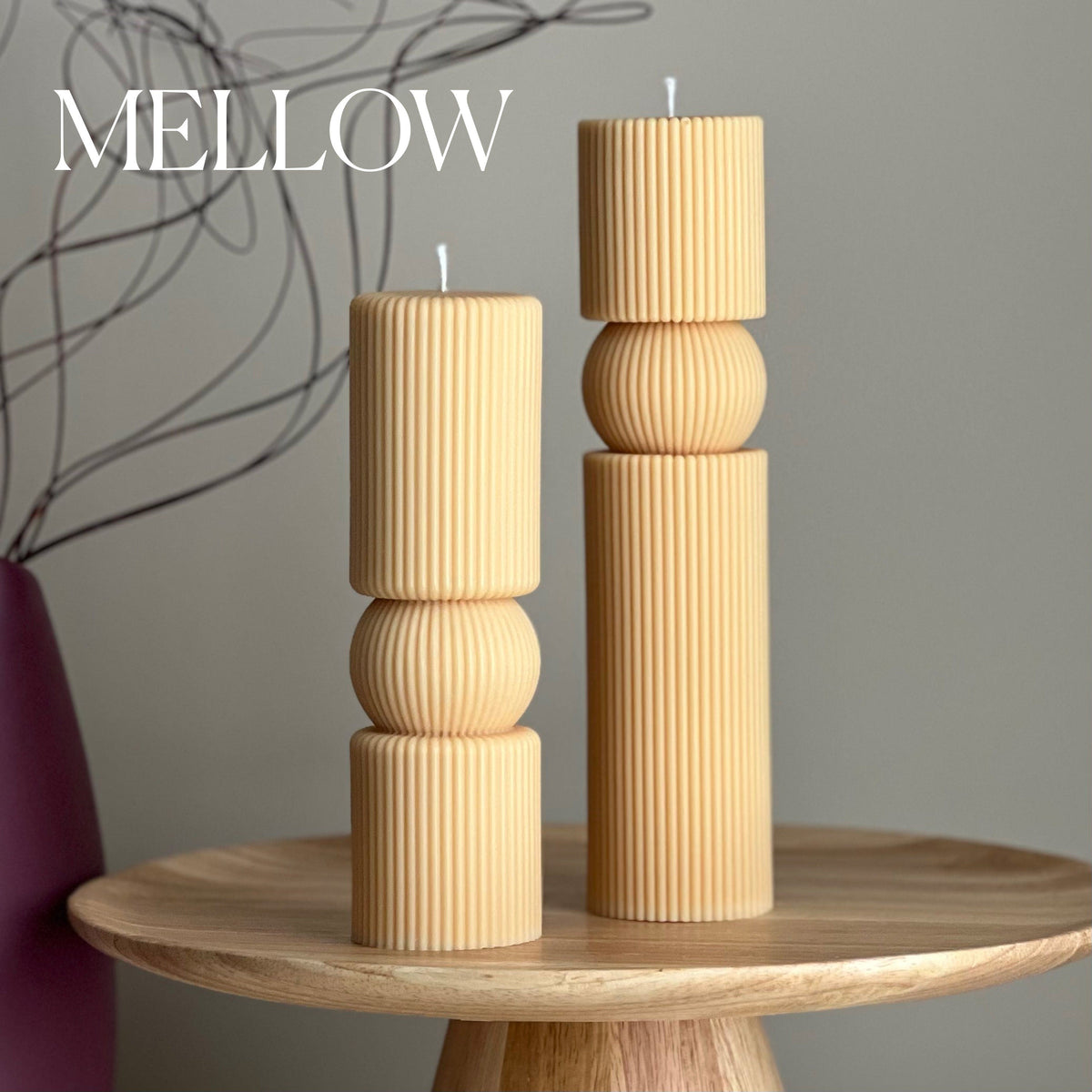 Roman Ribbed Soy Wax Candle Set | Tall Pillar, Home Decor-5