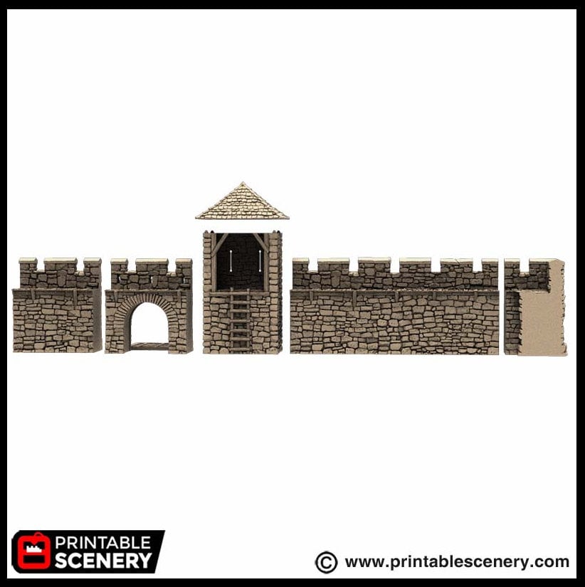 Norman Fort Walls - Basic Walls - King and Country, DnD, Pathfinder, 15mm, 28mm, 32mm, wargaming terrain, scatter scenery, medieval castle-8