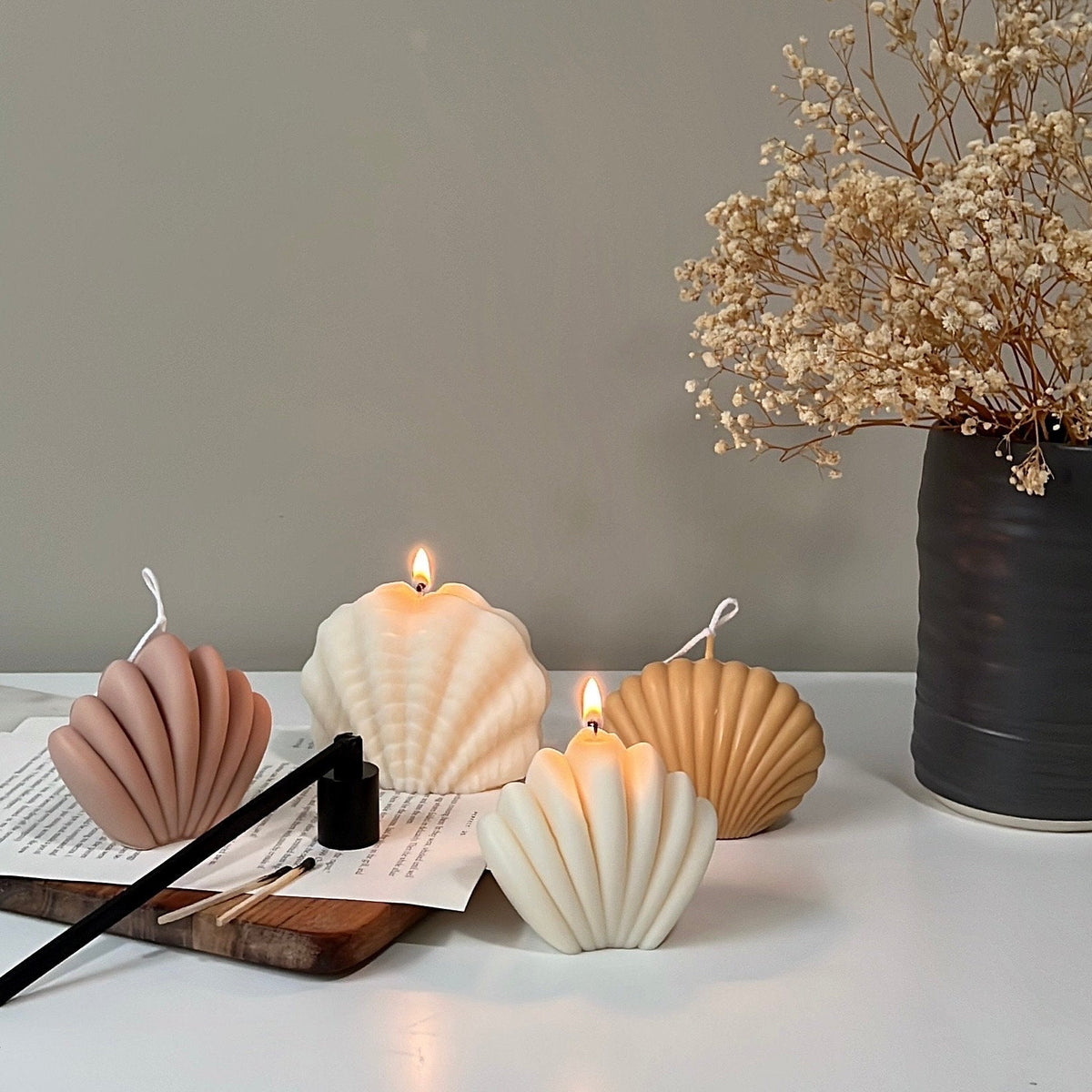 Scallop Shell Candle: Summer Home Decor, Vegan Soy Wax-5