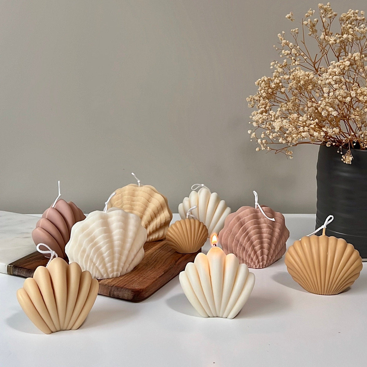 Scallop Shell Candle: Summer Home Decor, Vegan Soy Wax-8