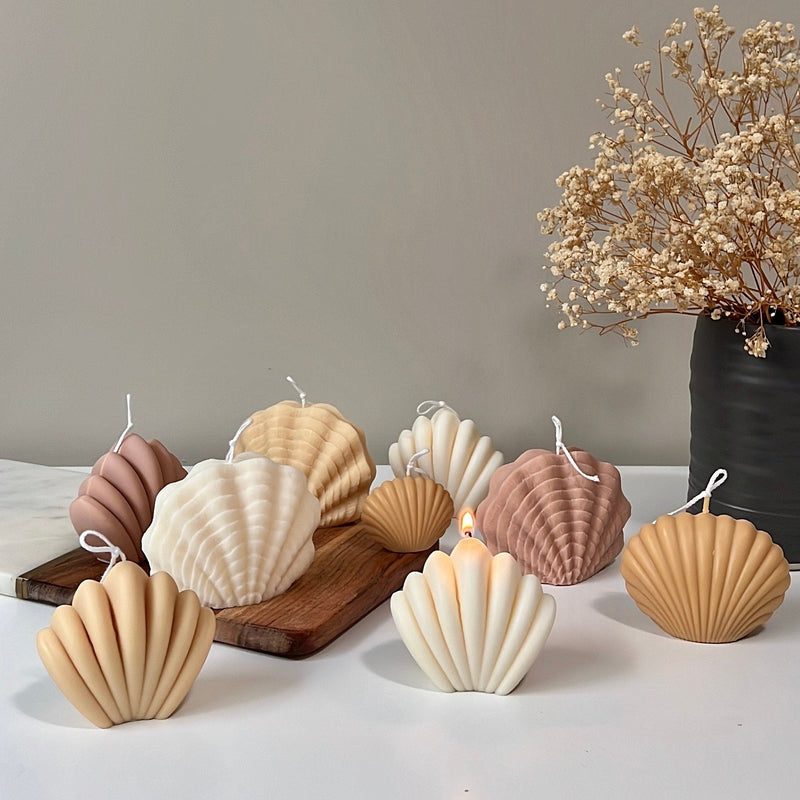 Scallop Shell Candle: Summer Home Decor, Vegan Soy Wax-8