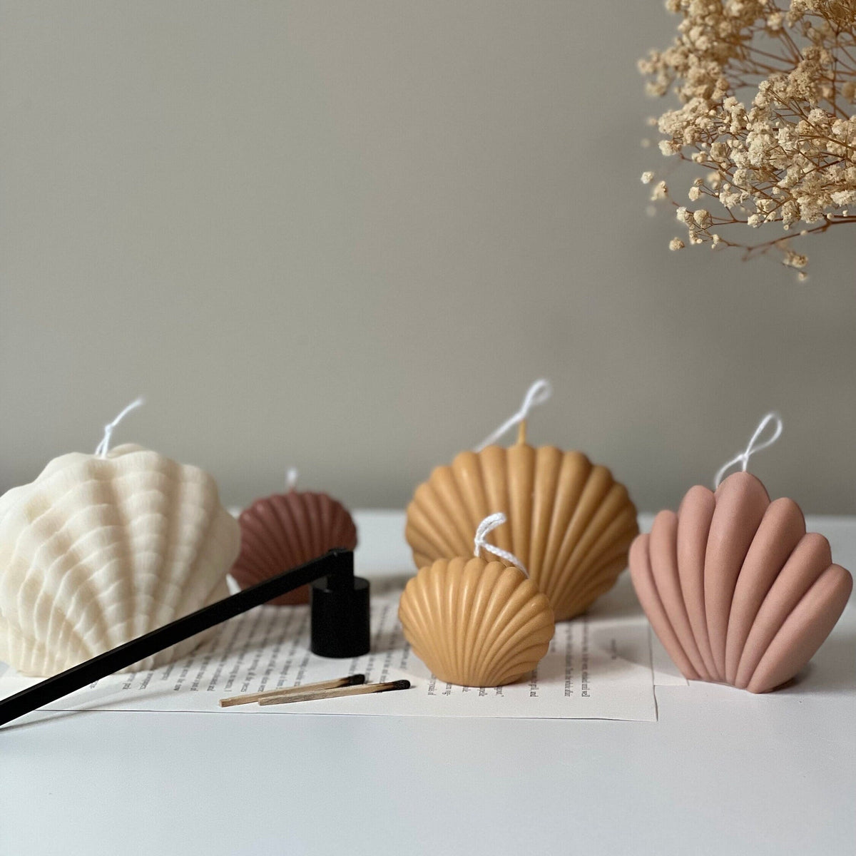 Shell Candle Set | Decorative Soy Wax, Home Decor-2