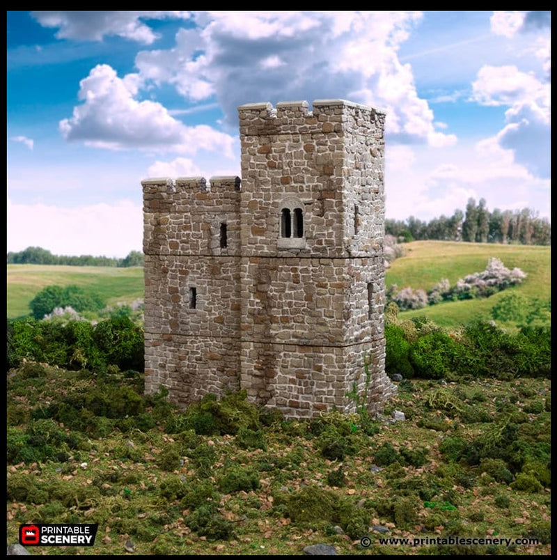 Norman Stone Fort - King and Country, DnD, Pathfinder, 15mm, 28mm, 32mm, wargaming terrain, scenery D&D fort, base, castle, stone, medieval-2