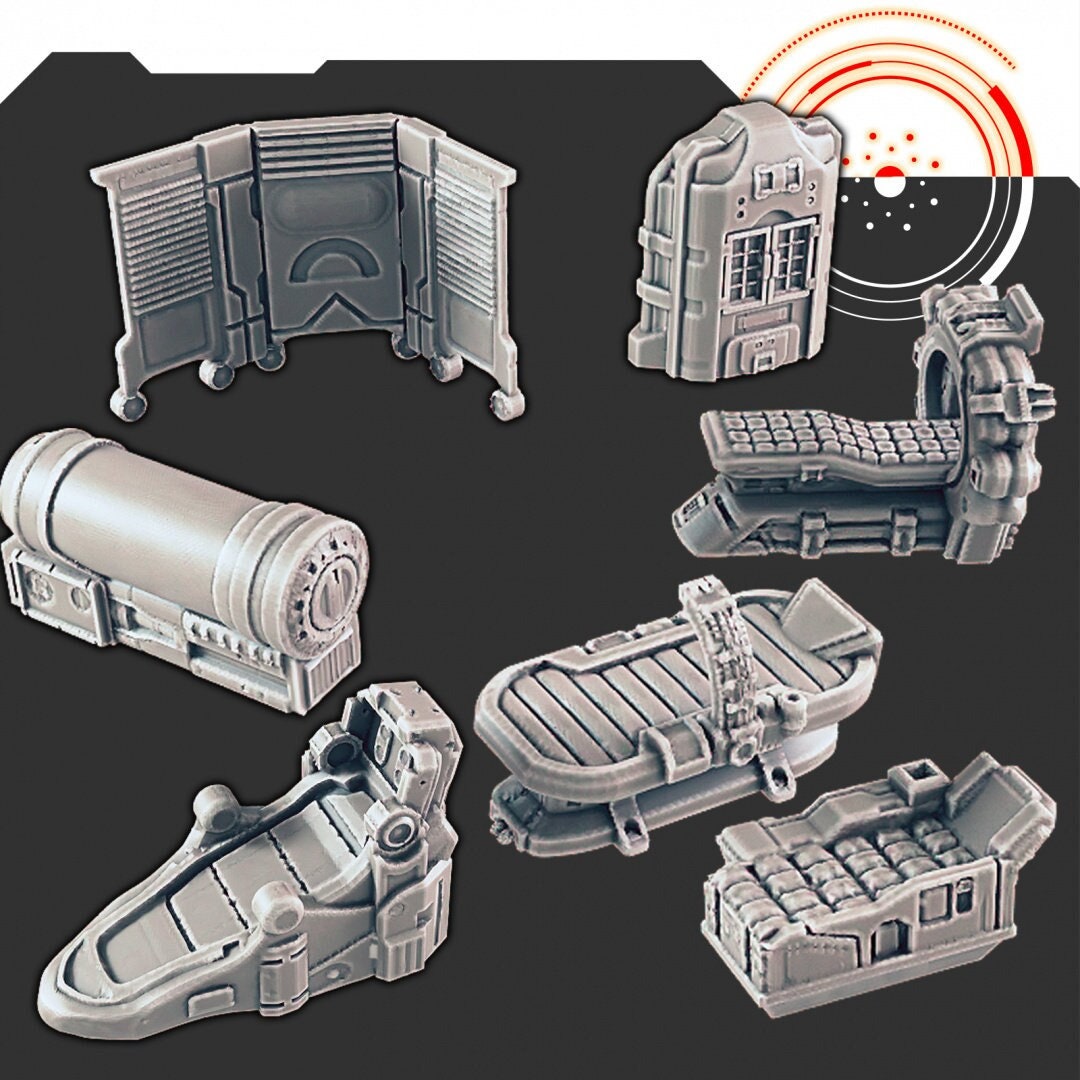 Sci-fi Scenery - Med Bay - EC3D, Infinity, Legion, Sci-fi, Cyberpunk, Starfinder, tabletop terrain, traveler, futuristic, Medical, Office-2