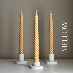 Tall Twisted Soy Wax Taper Candle: Handmade Pastel Decor-4
