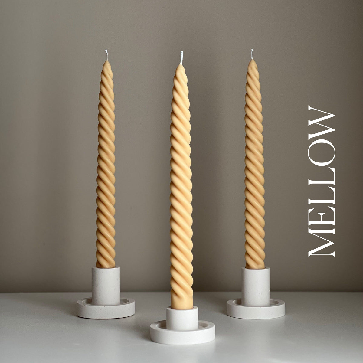 Tall Twisted Soy Wax Taper Candle: Handmade Pastel Decor-4