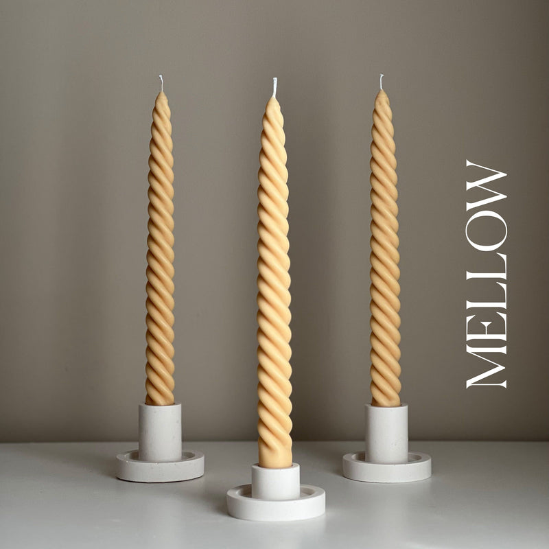 Tall Twisted Soy Wax Taper Candle: Handmade Pastel Decor-4