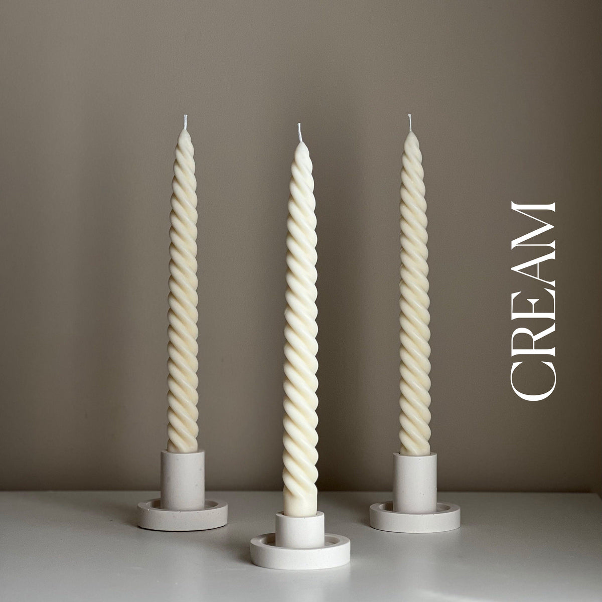 Tall Twisted Soy Wax Taper Candle: Handmade Pastel Decor-3