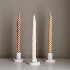 Tall Twisted Soy Wax Taper Candle: Handmade Pastel Decor-1
