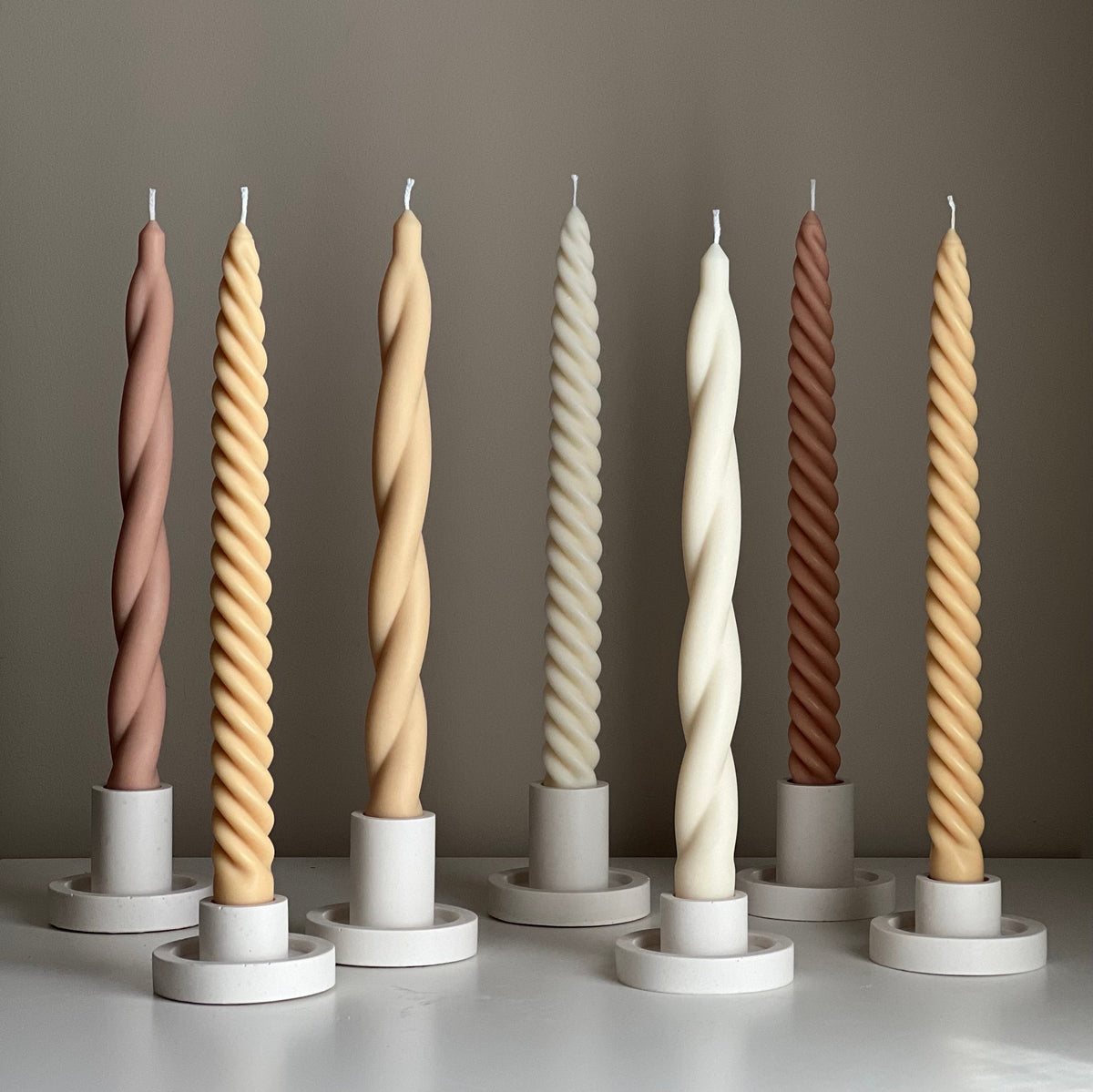 Tall Twisted Soy Wax Taper Candle: Handmade Pastel Decor-6