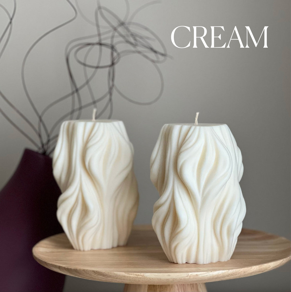 Huge Wave Stripe Soy Candle: Abstract Geometric Coffee Table Decor-3